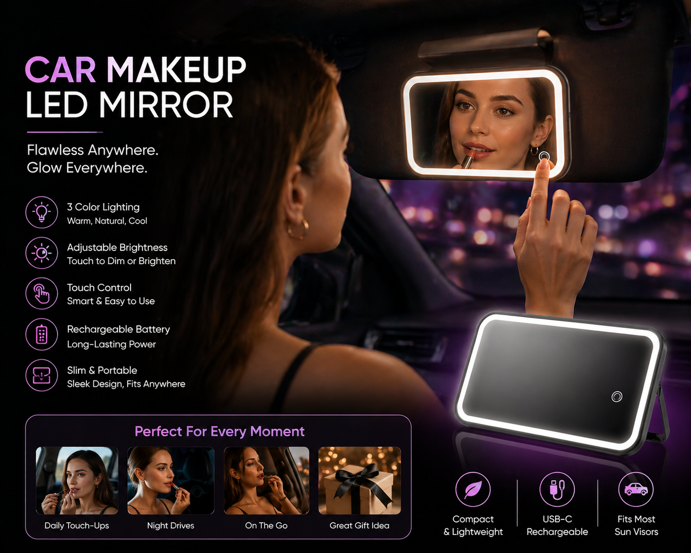 Car makeup LED Mirror